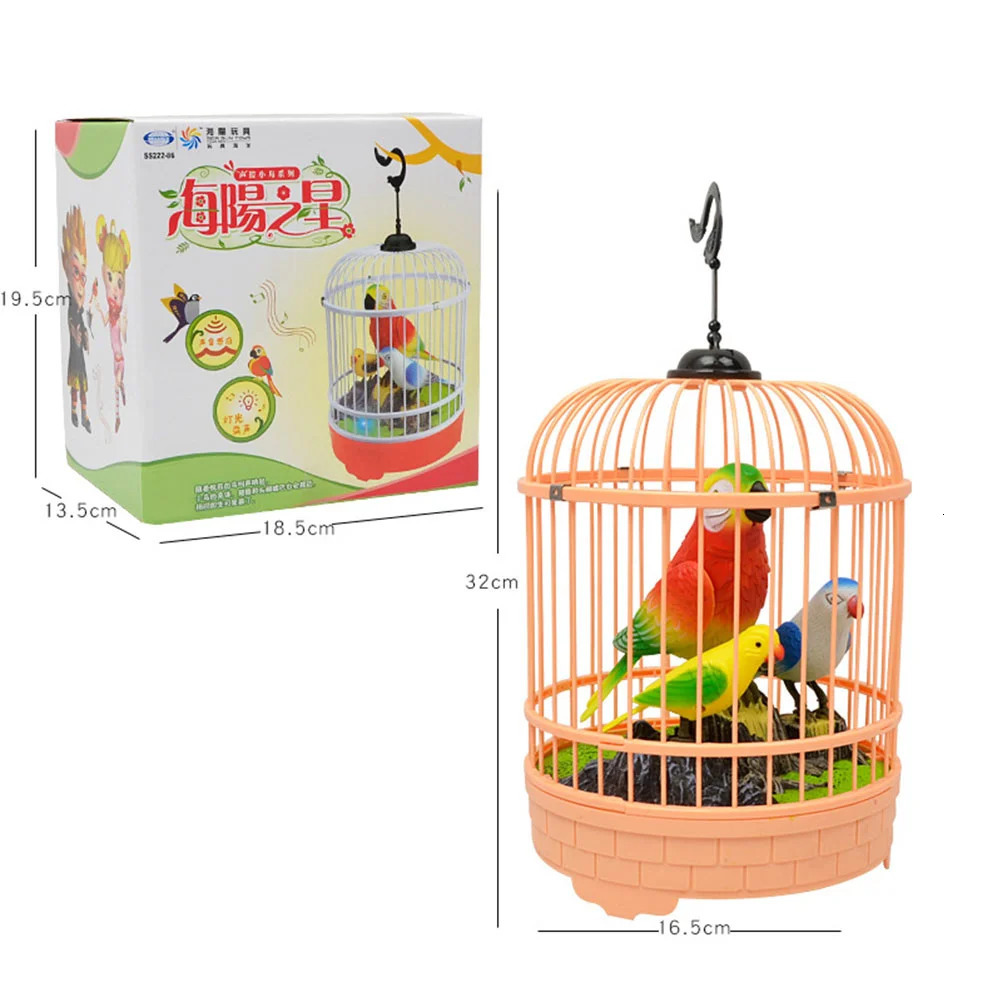 Childrens Toys Chirping Bird Cage Voice Control Kids Birdcage Induction Inductive 250226