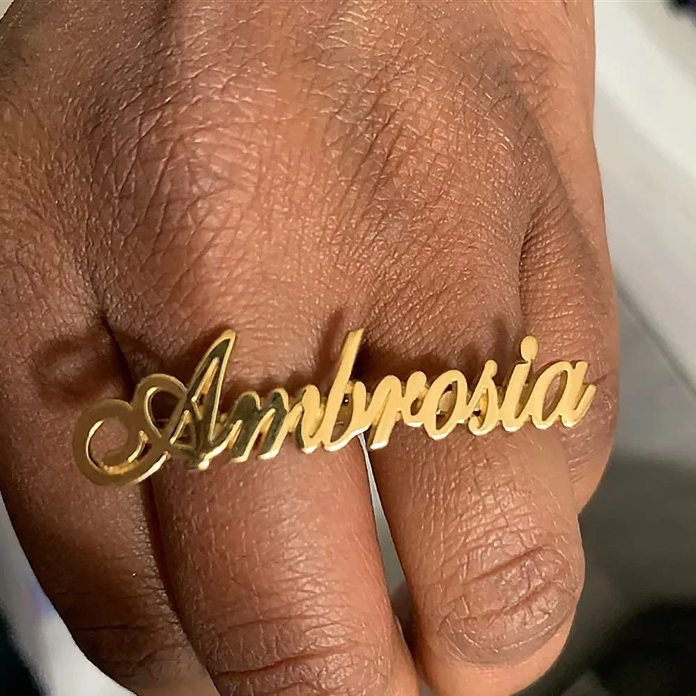 in Name Ring Silver Double Finger Ring Custom High-end Stainless Steel Ring Women Hip Hop Personalised Birthday Gift for Men 250225