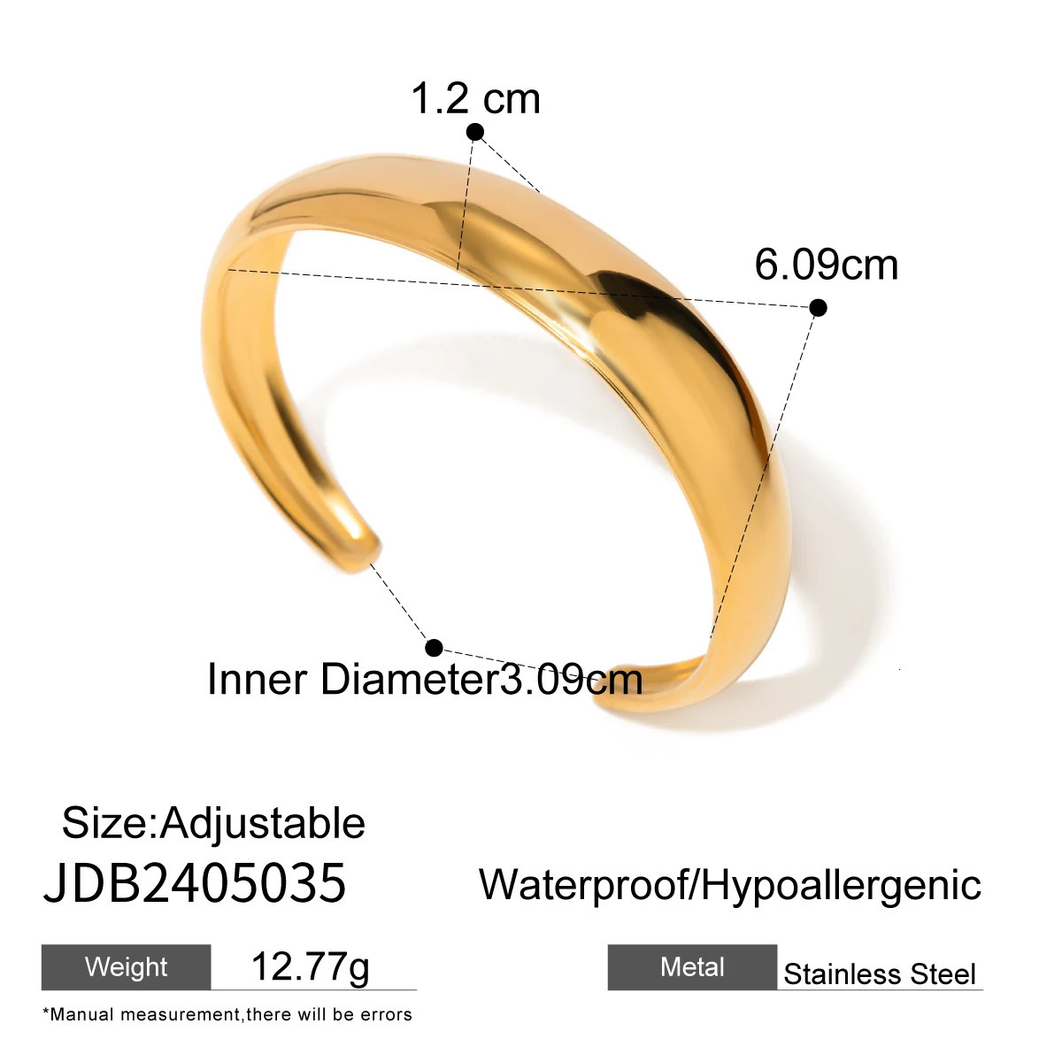 Uworld Stainless Steel Statement Gold Color Cuff Bracelet Bangle Metal Texture Multi-Layer Temperament Fashion Waterproof Jewelr 250225
