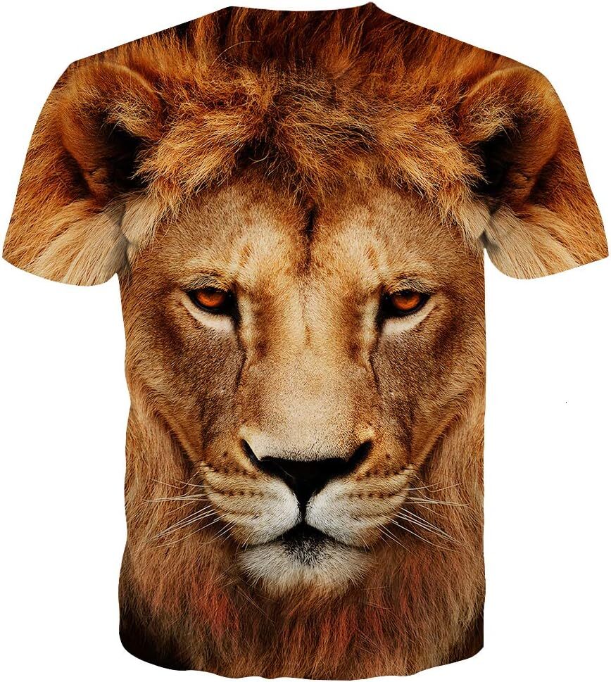 Mens T shirt Unisex 3D Colorful Print Graphic Tee Shirts for Men Women and Teens tee Casual tops summer clothes Lion pattern