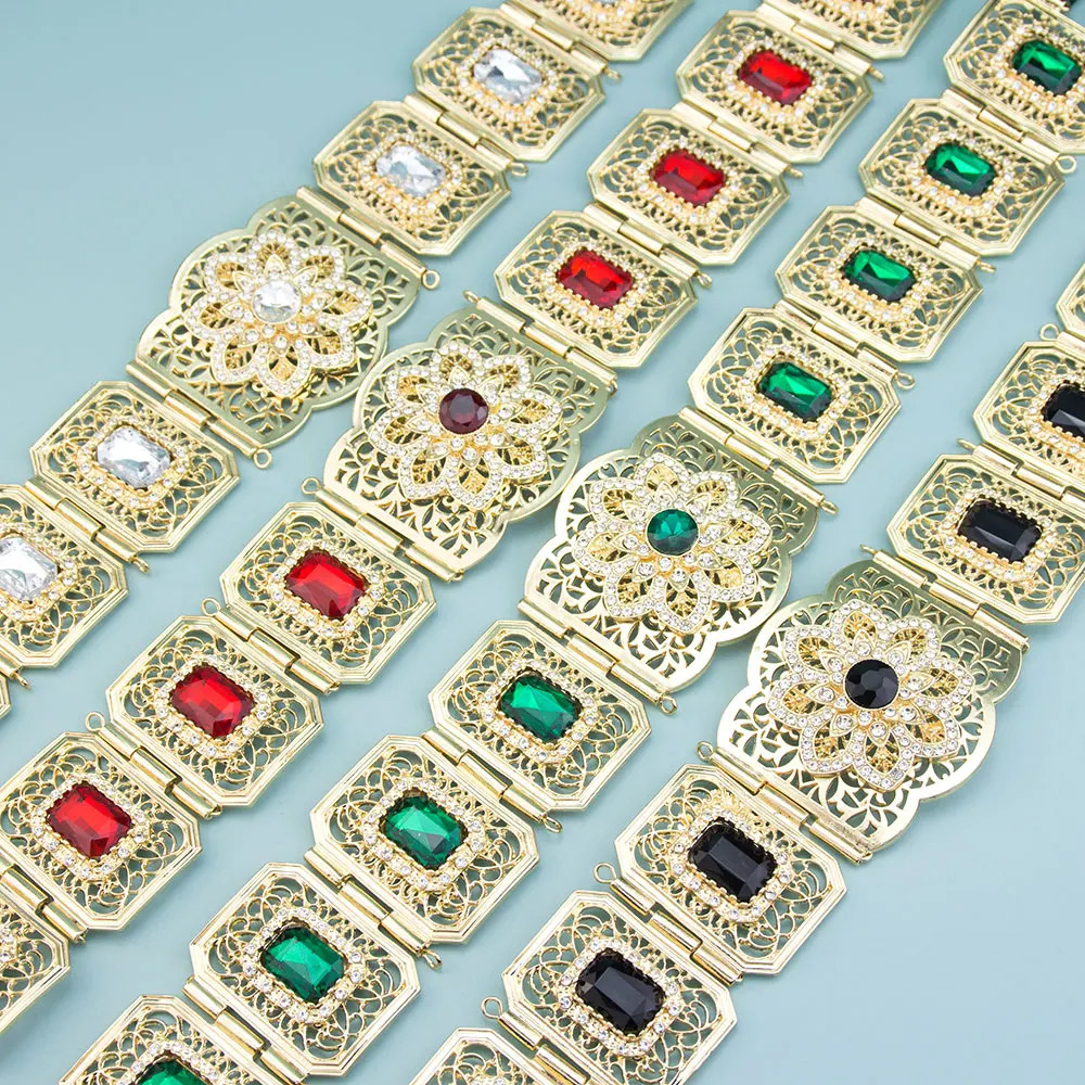 Poyasa Arabic Women Dress Belt Moroccan Caftan Belt Gold Color Metal Wait Chain Adjustable Length For Women Party 250225