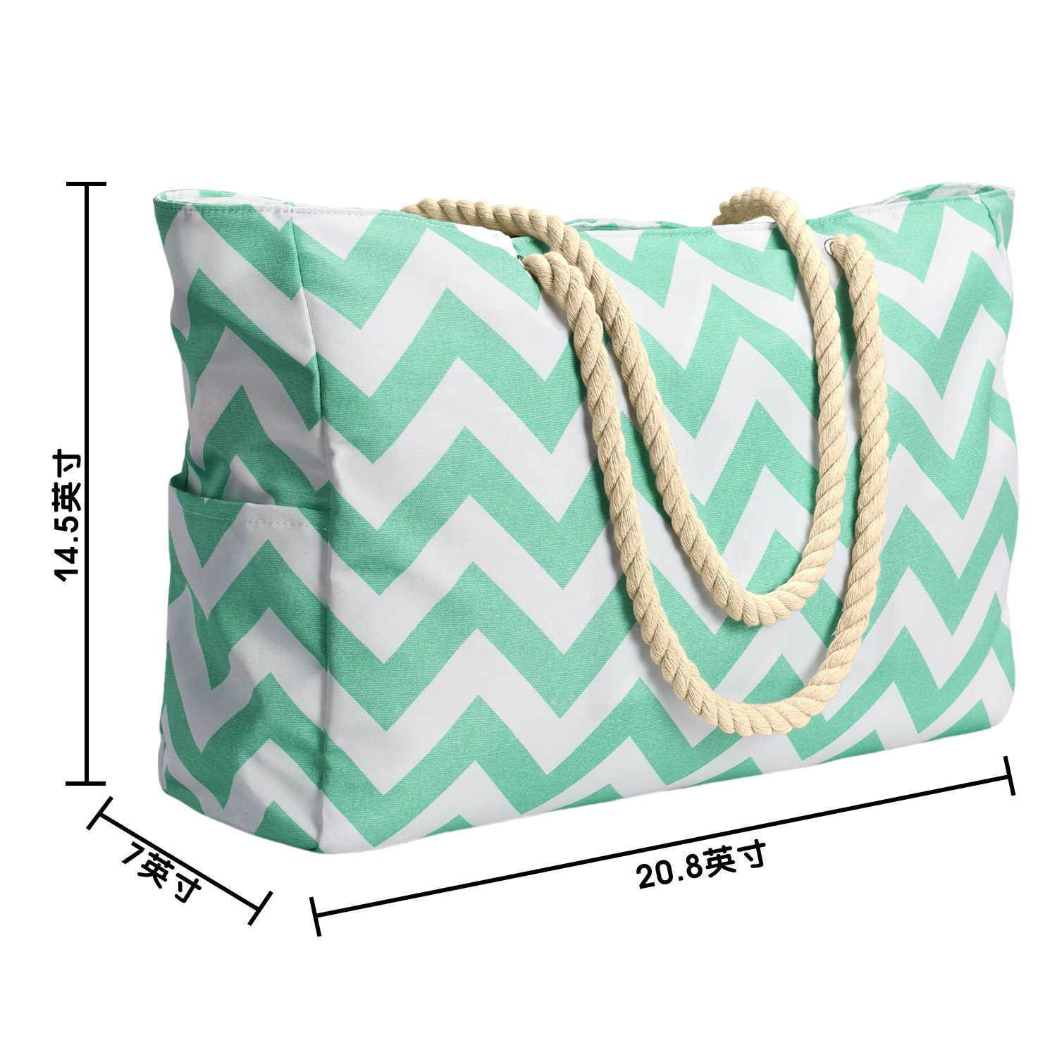 Bohemian striped canvas beach bag with large capacity for stress free travel 250215