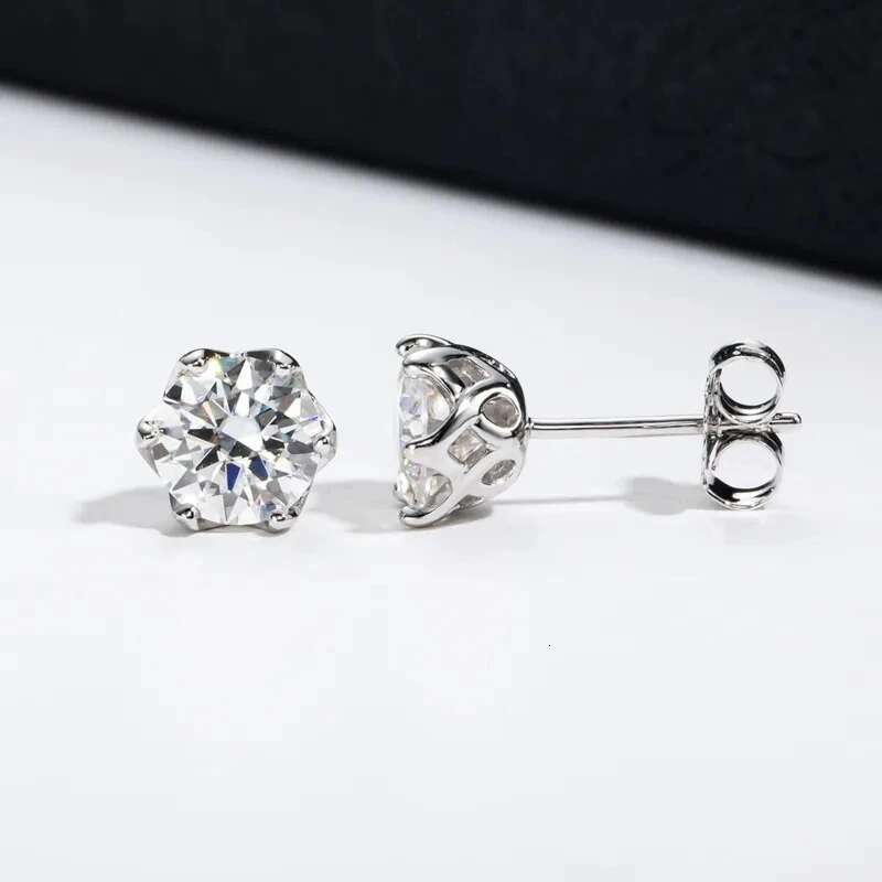 1-4 CT D Color VVS1 3EX Moissanite Stud Earrings Brilliant Round 8H8A Cut Lab Dia Platinum Plated Women's Sier Jewelry