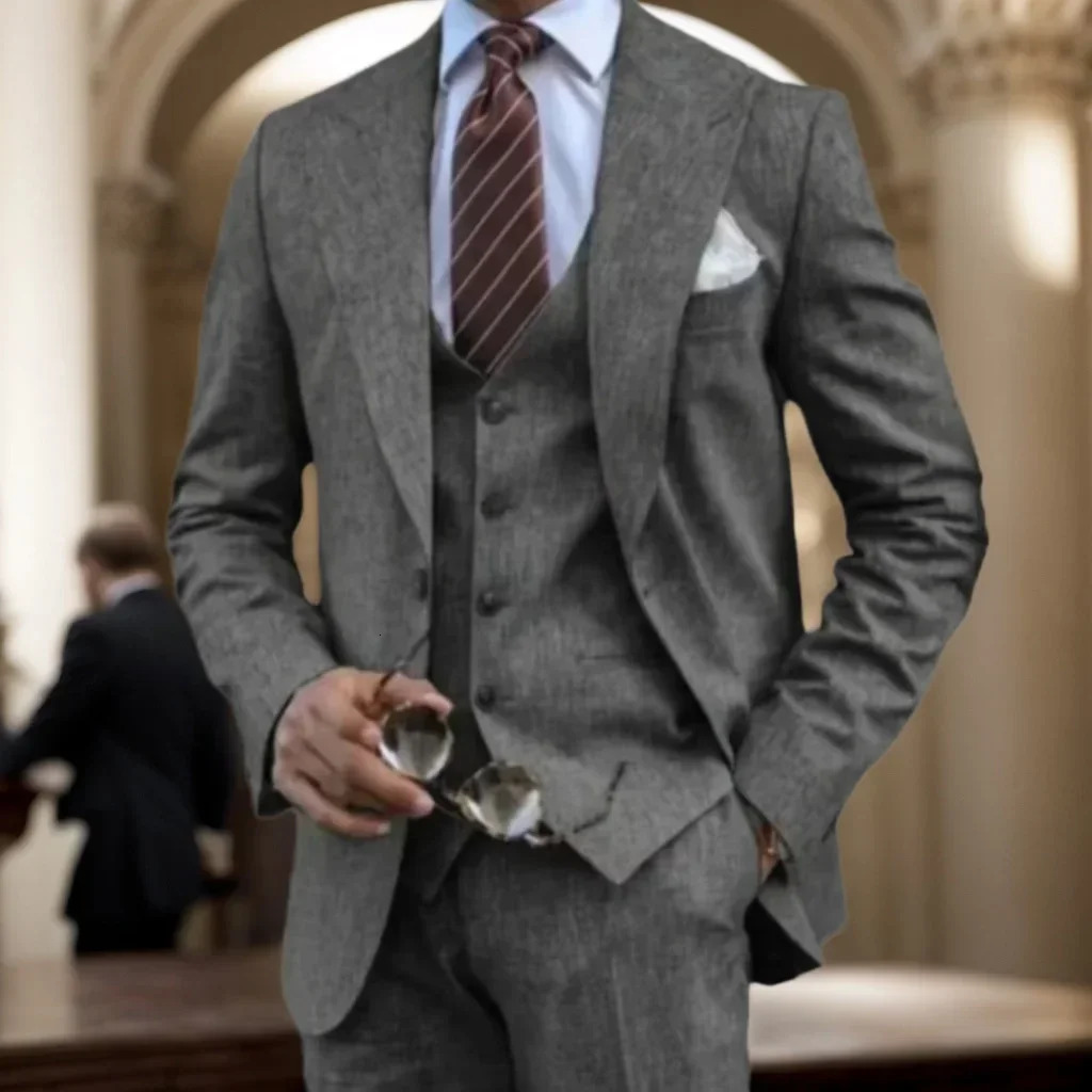 Mens regular set fashion 3-piece jacket vest and pants set elegant evening dress set wedding business classic clothing jacket 250224