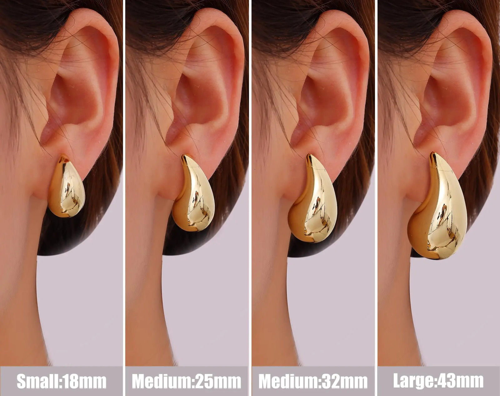 Shevalue Women Gold Teardrop Earrings Lady Chunky 14K Gold Plated Simple Water Drop Shape Earrings with 925 Sterling Silver Post 250225