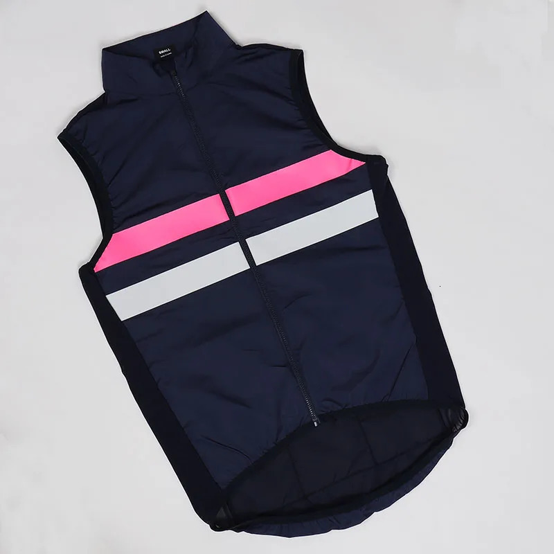 In stock Navy High visibility reflective windproof cycling vest men or women cycling windbreaker vest with back pocket 250224