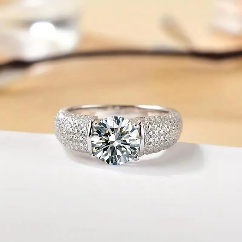 925 silver inlaid mens ring 2CT/3CT niche mens horseshoe in hip-hop on Valentines Day anniversary birthday gif 250220