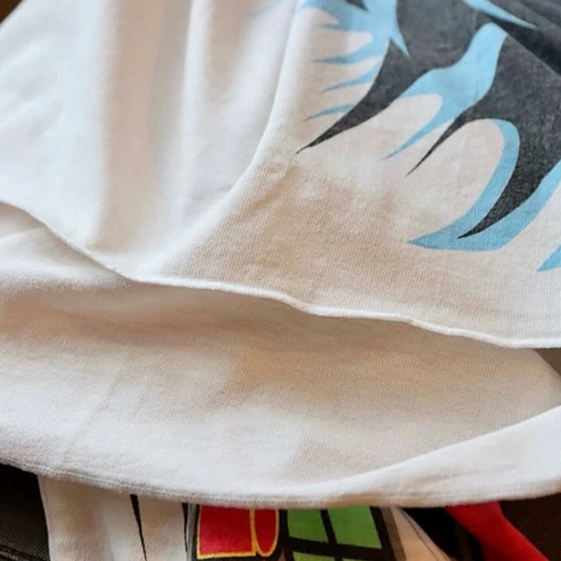 Hip Hop Retro Racing Style Graffiti Color Blocking Saint Micheal T-Shirt Men Women High Quality Oversized T Shirt Tee Tops 250226