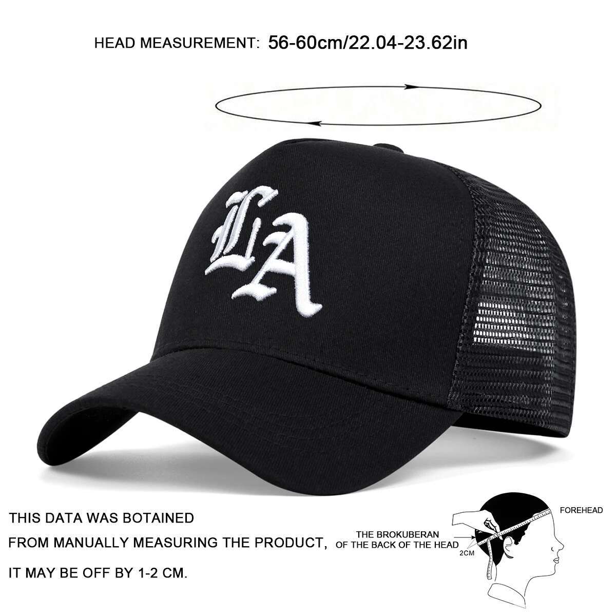 Unisex LA Letter Embroidery Baseball Net Caps Hip Hop Cap Spring Summer Outdoor Adjustable Casual Hats Sunscreen Hat