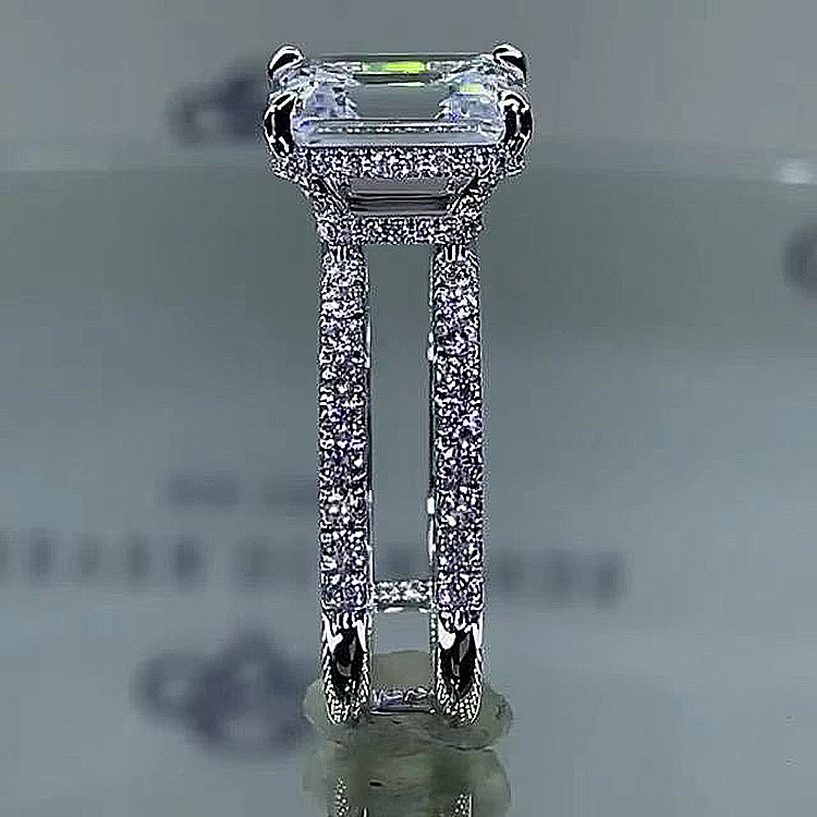 Choucong Brand Ins Top Sell 925 Sterling Silver Fill Radiant Shape 5A Cubic Zircon CZ Diamond Gemstones Party Eternity Women Weding Engagement Band Ri