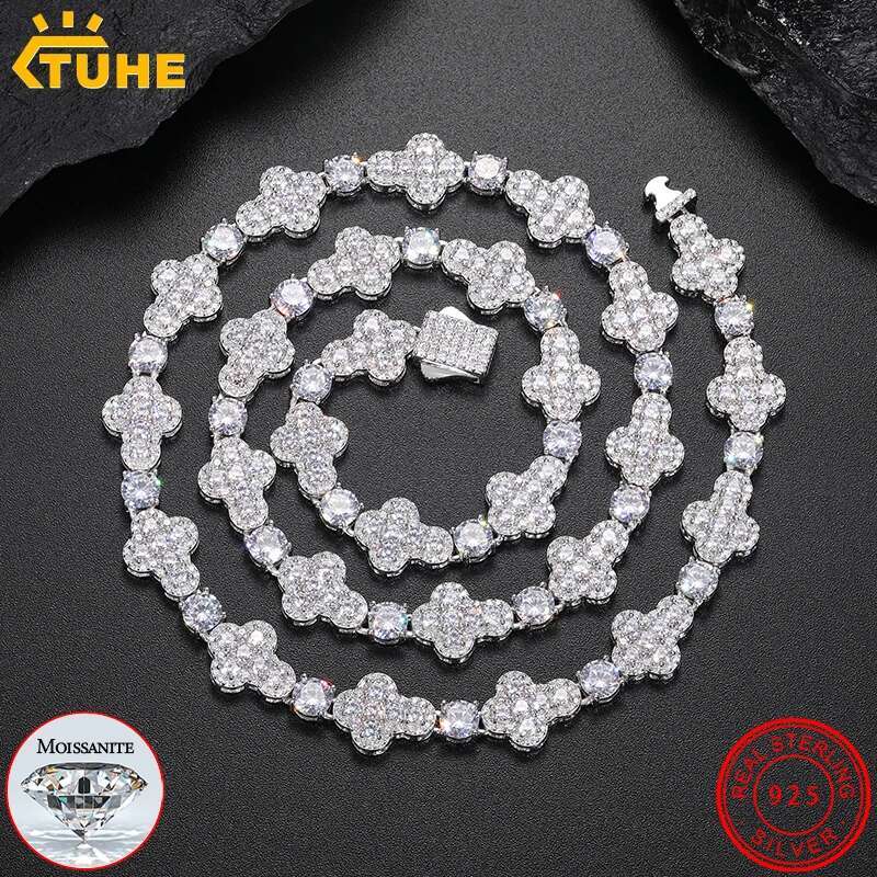 10mm Cross vvs1 Moissanite Tennis Sier For Women Chain k Necklace Unisex Fine Jewelry