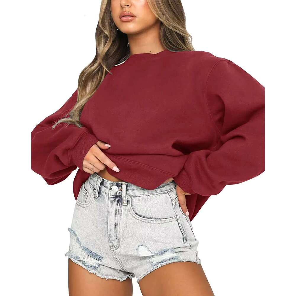 Fitspi Women's Long Sleeve Sweatshirt Casual Crew Neck Loose Fit Pullover Hoodie Fall Tops