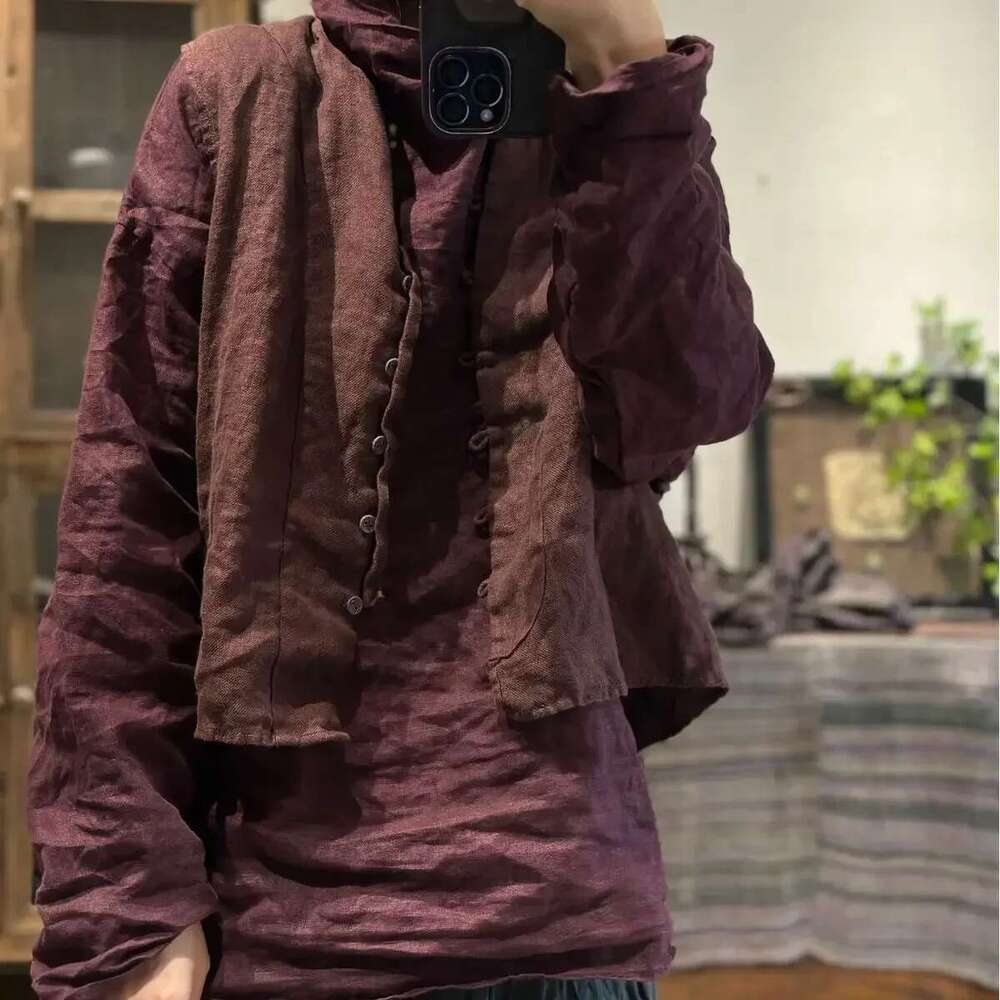 Solid Cotton En Turtleneck Shirts For Women Tops Korean Clothes Elegant Artist Ethnic Style Streetwear New Vintage Pullover