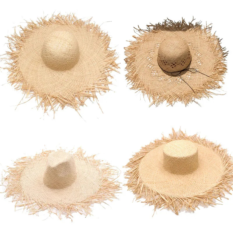 5 Styles Straw Summer Hat for Women Sun Hats Beach Caps Sombreros Wide Brim Beach Side Cap Floppy Female Raffia Girl Caps 250218