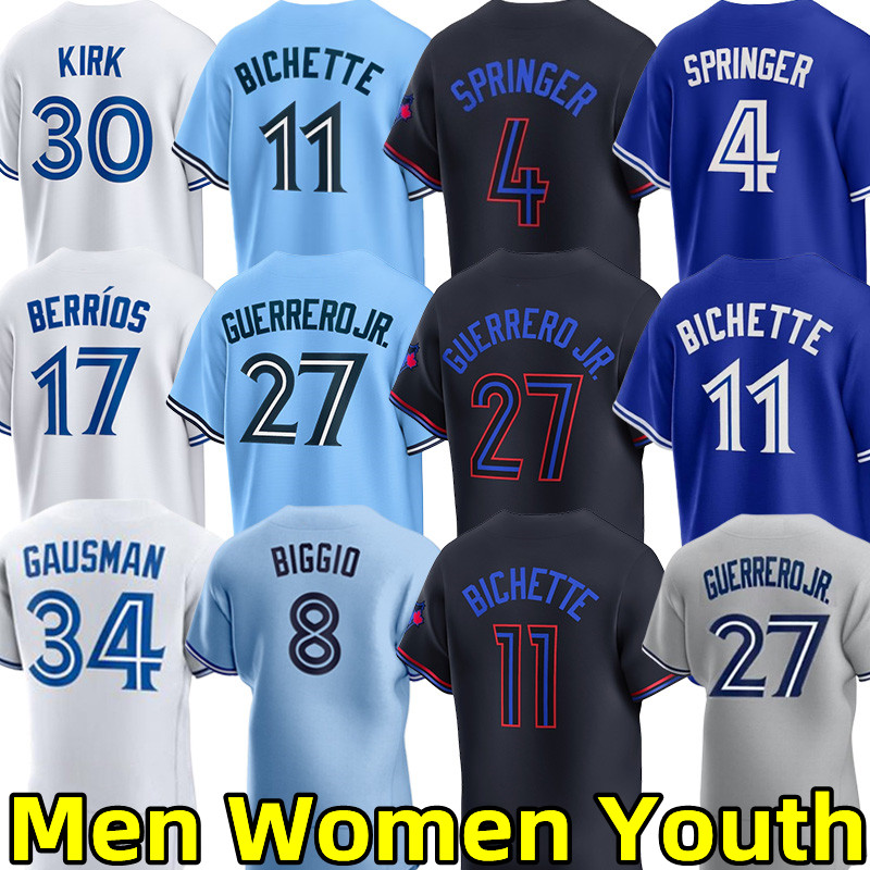 Blue Jays Baseball Jerseys Vladimir Guerrero Jr. Bo Bichette George Springer Alejandro Kirk Andres Gimenez Chris Bassitt Kevin Gausman Alek Manoah City Jersey