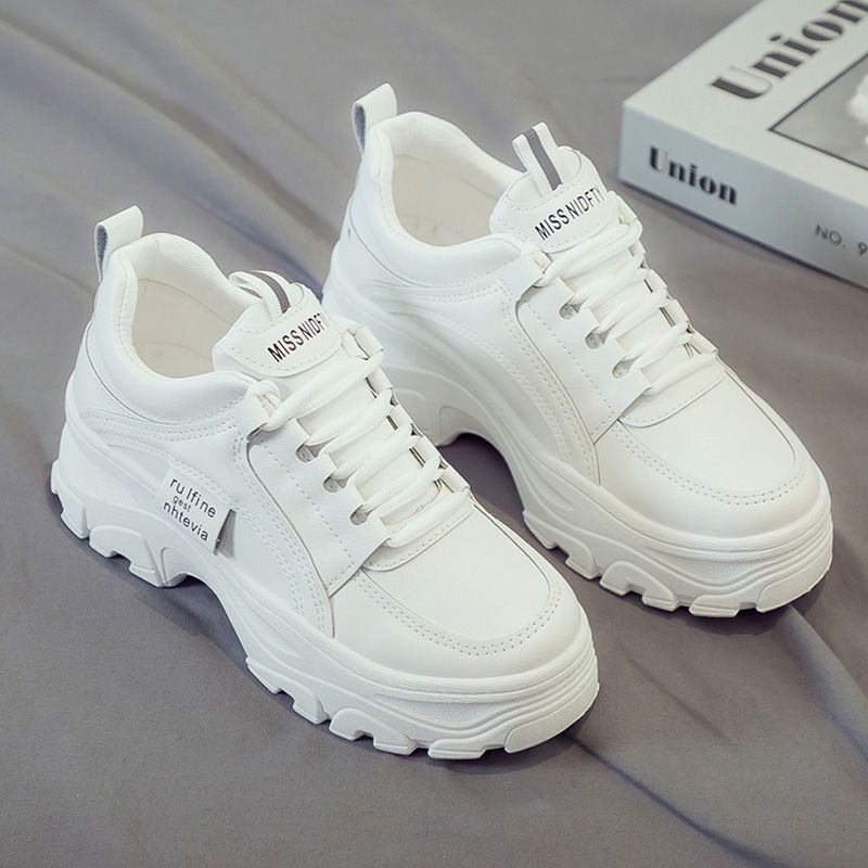 Top quality Brand High Quality New Style Free Delivery Designer Fashion Split Leather Chunky Sneakers White Shoes Lace Up Tenis Feminino Zapatos De Mu