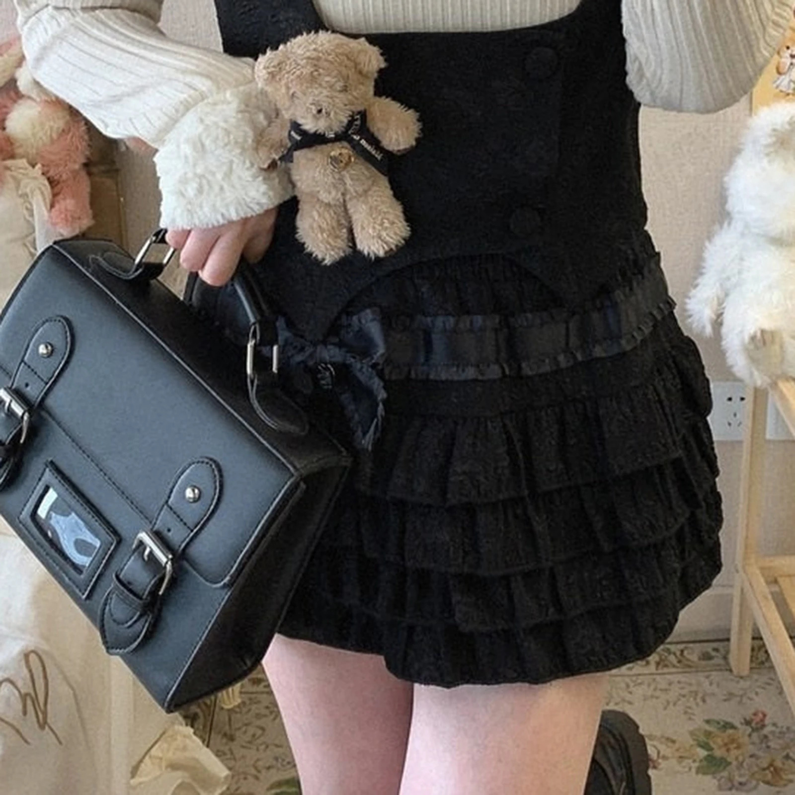 Gaono Lolita Cake Mini Skirts Women Japanese A-line High Waist Pleated Skirt y Kawaii Love Y2k Layered Skirts Fairy Outfit 250225