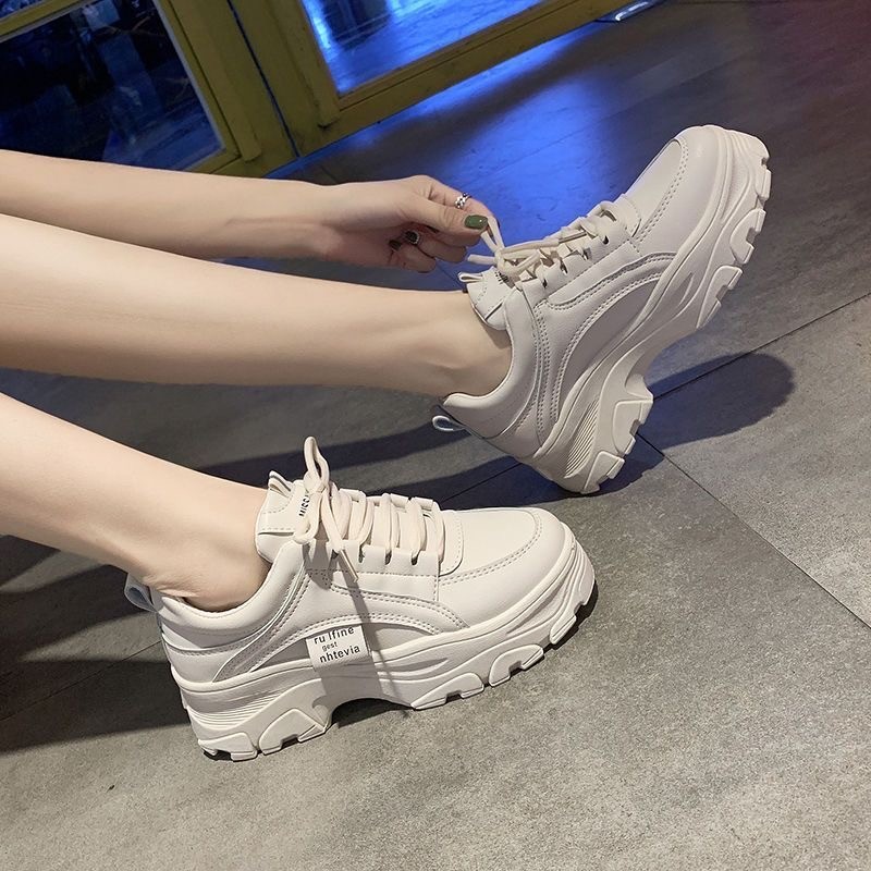 Top quality Brand High Quality New Style Free Delivery Designer Fashion Split Leather Chunky Sneakers White Shoes Lace Up Tenis Feminino Zapatos De Mu