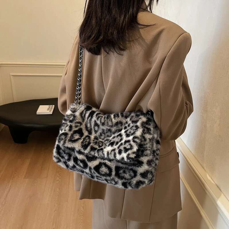 Leopard Vintage Chain Shoulder Bag Women, Underarm Handbags, Purse For Ladies