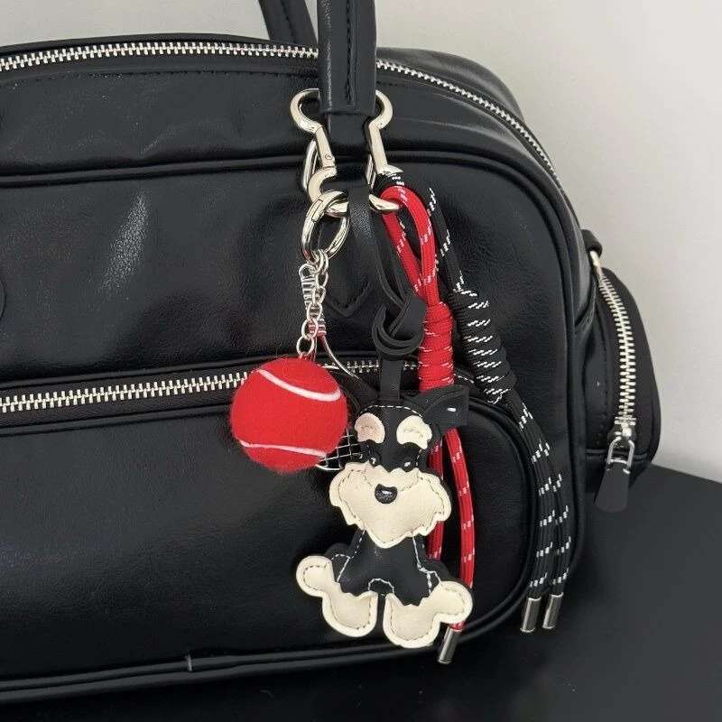 Cute Dog Hanging Schnauzer Handmade Braided Rope Keychain Niche Bag Pendant Gift Car Key Mobile Phone Decorative Accessories