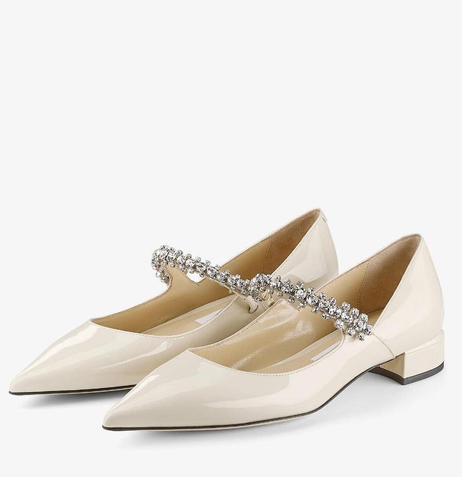 Perfect Design Bing Sandals Shoes Women Flats Patent Leather Nude White Black Crystal Strappy Pointed Toe Lady Ballet Walking EU35-41