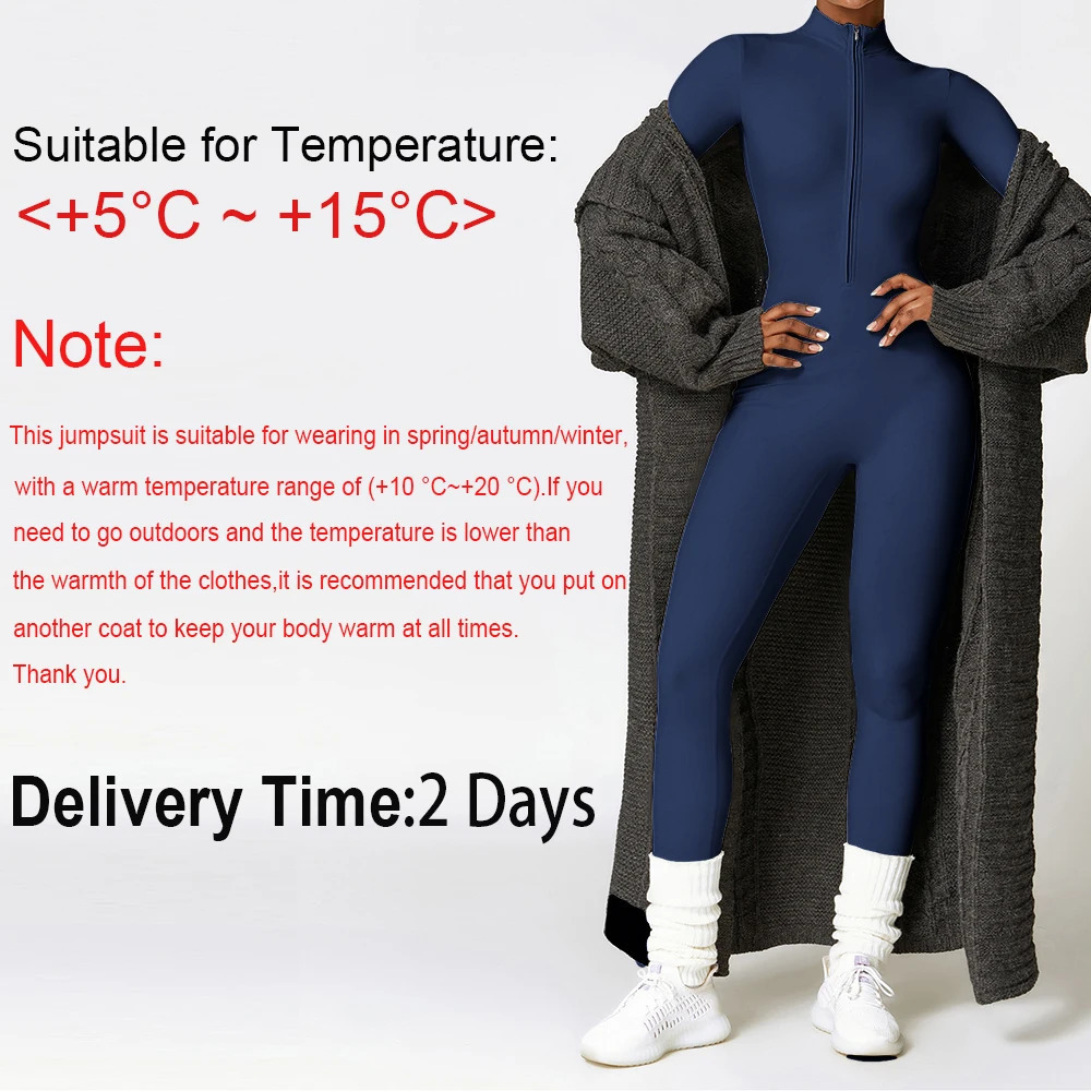 Warm Longsleeve Jumpsuts Women Thickened Sport Overalls Gym Set Zipper Fitness Bodysuits Winter Jumpsuit Workout Tracksuit 250225