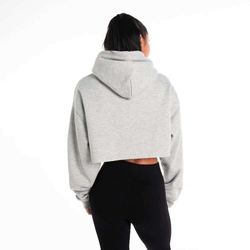 Women's Casual Oversize Long Sleeve Pullover Hoodie Light Knitted Sweatshirt Embroidered Heat-Transfer Short Crop Top Wholesale