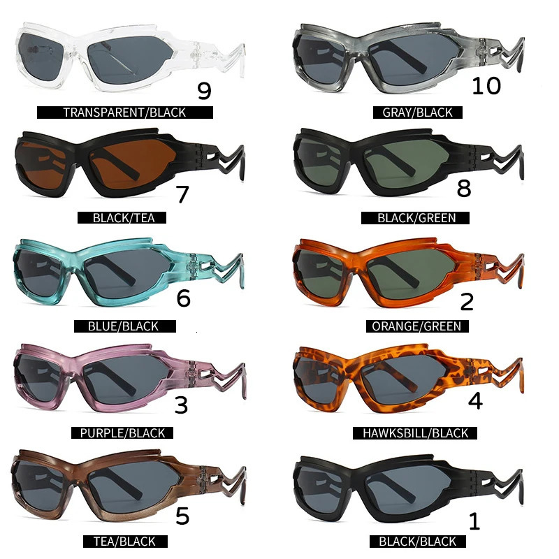 Geometric Frame Cyber Y2K Sunglasses Men Sporty Wrap Around Intricate Cutouts Sun Glasses Women Fashion Punk Shades 250225