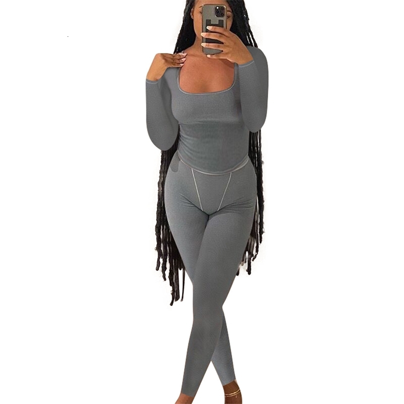 Womens Tracksuits Two Pieces Set 2025 New Fashion Long Sleeve Slim Sexy Casual Thread Solid Color Sportwear 5 Colors