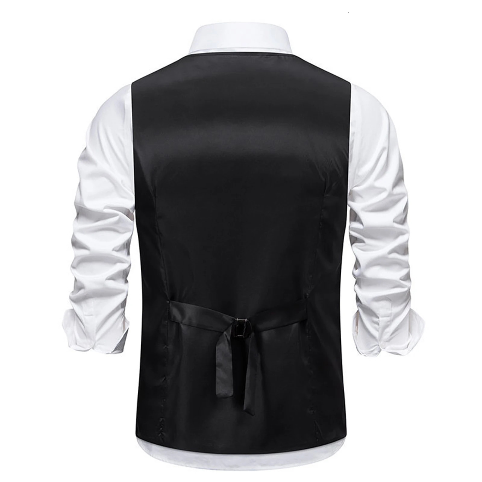 Men Suit Vest Solid Color VNeck Sleeveless SingleBreasted Retro Vests Formal Waistcoat Tuxedo 250225