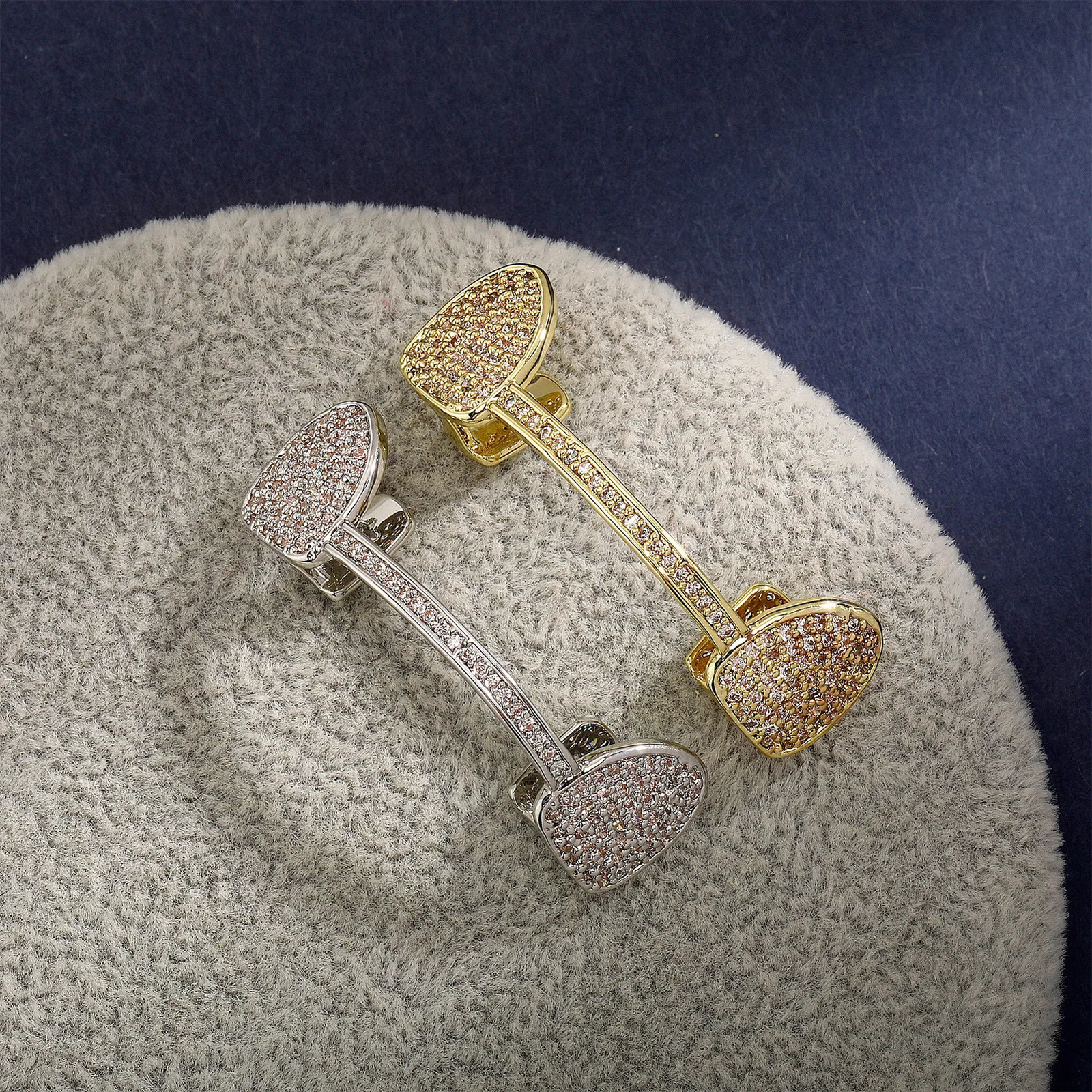 Hip Hop Golden CZ Teeth Hat Cube Zircon Ice Out Mini Paving Charm Grill Mens Jewelry Role Play 250220