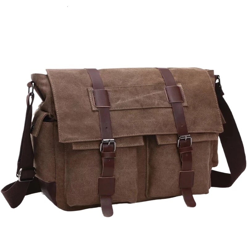 Scione Business Messenger For Men Shoulder Canvas Crossbody Pack Casual Office Travel Bag Vintage Retro Bags