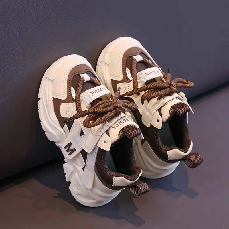 Kids Sneakers Autumn Children Casual Sport Shoes For Boy Patchwork Color Soft PU Leather Boys Breathable Tennis C260130