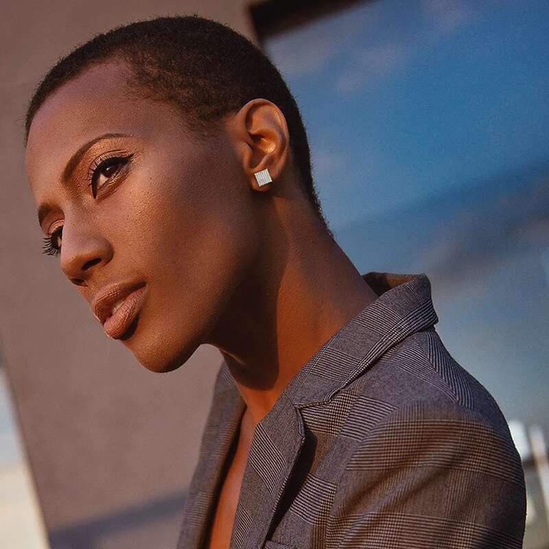 Fashion Square Stud Earring D VVS Moissanite Sterg Sier For Women Men Unisex Hip Hop Jewelry Gift Pass Dia Tester