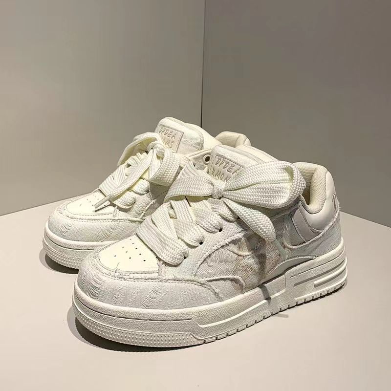 China culture sneaker women's shoes niche original design skateboard shoes retro milk color leisure sports thick sole couple white shoes