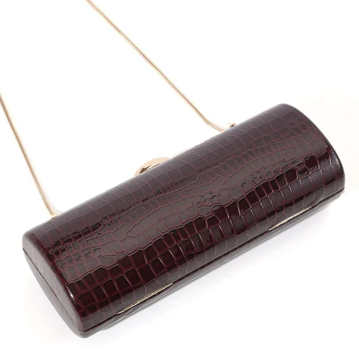 Summer New Retro Fashion Long Box Handbag Women's Brown Crocodile Pattern Wallet Casual Gold Metal Chain Handbag Designer Dinner Crossbody Bag