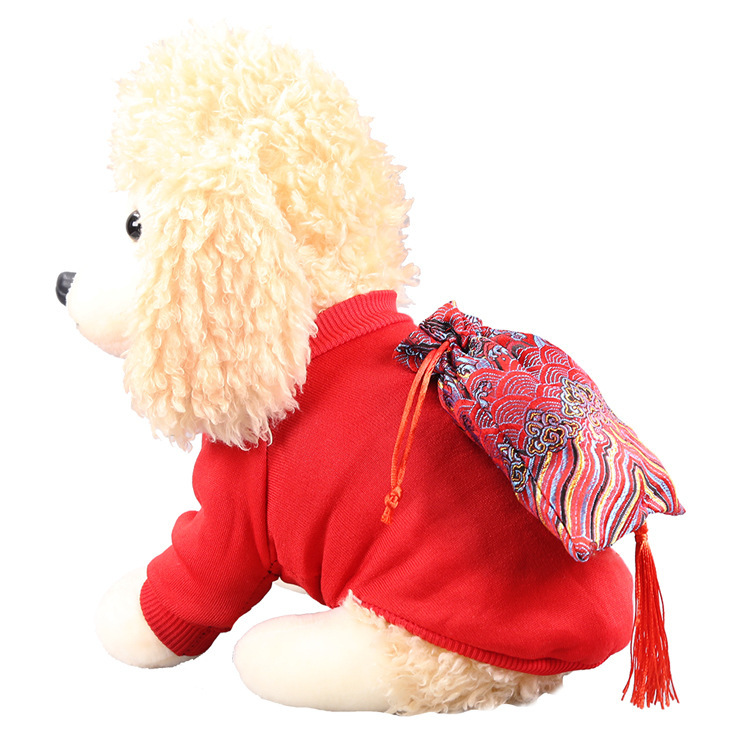 Year - End Clearance! New Year - themed Fleece - lined Two - legged Wave - pattern Hoodies with Tassels for Dogs and Cats. Ideal Autumn and