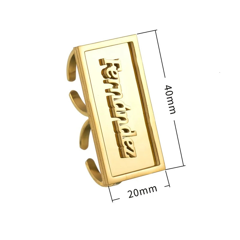Fashion Custom Name Rings Stainless Steel Personalized Double Thick Plated Adjustable Rings For Men Women Jewelry Festival Gifts 250225
