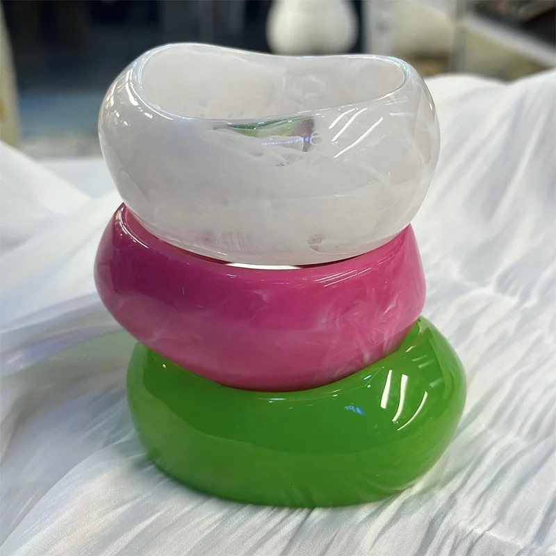 Vintage Resin Cuff Charms Bracelet Bangles for Women Fashion Jewelry Acrylic Wide Irregular Geometric Party Bangle For Girls 250225