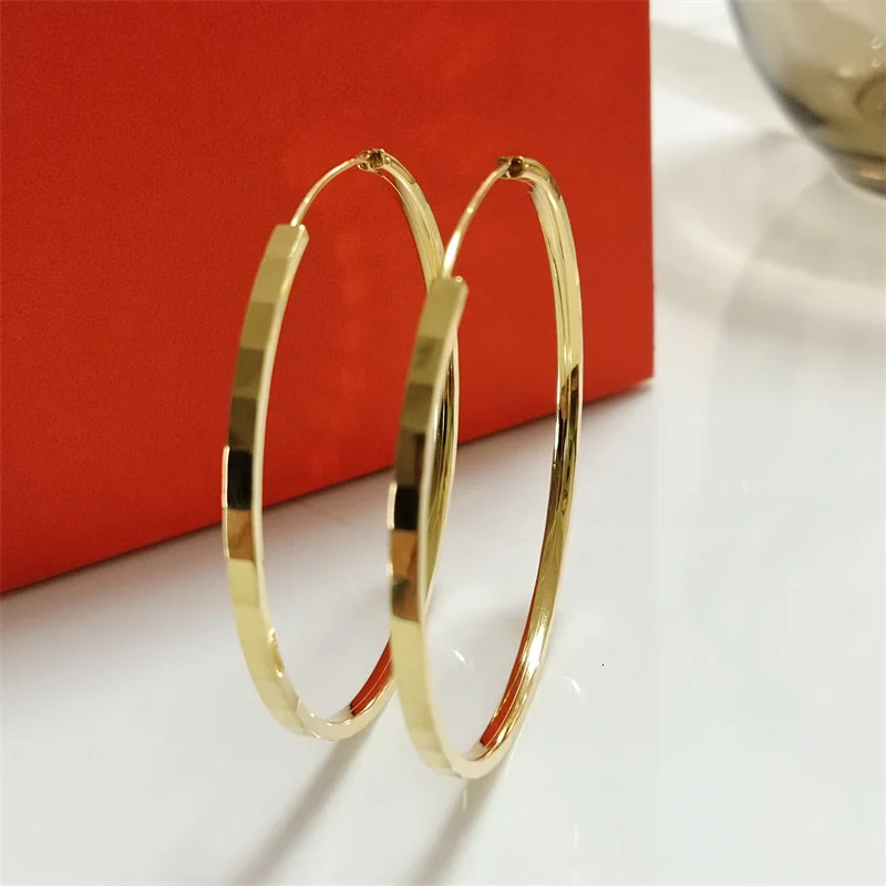 Senlissi Fashion Gold Plated Hoop Earrings For Women 925 Sterling Silver Fashion Earring 3/4/5/6CM 250225