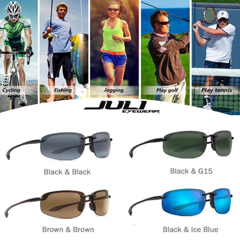 JULI matrix Classic Sports Sunglasses For Men And Women Driving And Running Rimless Ultralight Frame Sun Glasses Men UV400 250221