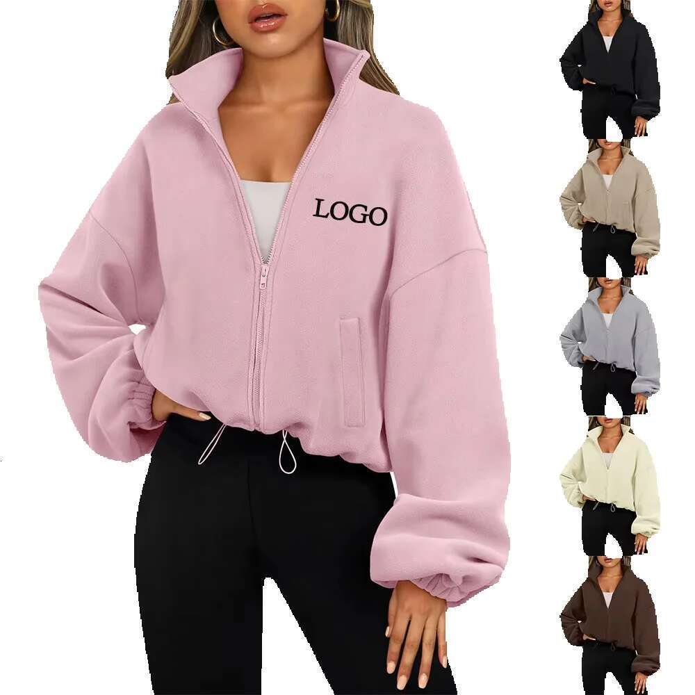 Custom Women's Fleece Hoodies Sweatshirts Soild Full Zip Up Warm Oversize Hoodie Casual Jacket Outwear