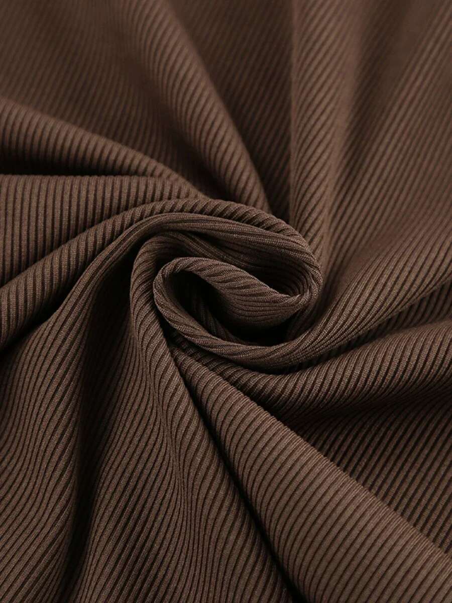 Bronladies Women's Fashion Retro Brown V-Neck Knitted Slim Fit Chic Ladies Long Sleeved Commuting Autumn Winter New Dress