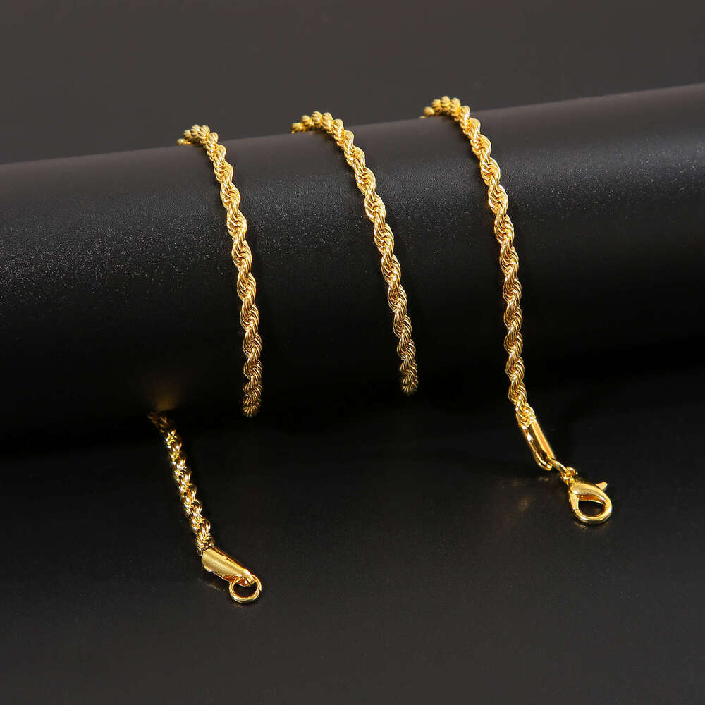 Men's 3mm Fried Dough Twists hip-hop trend twisted rope with chain men's necklace