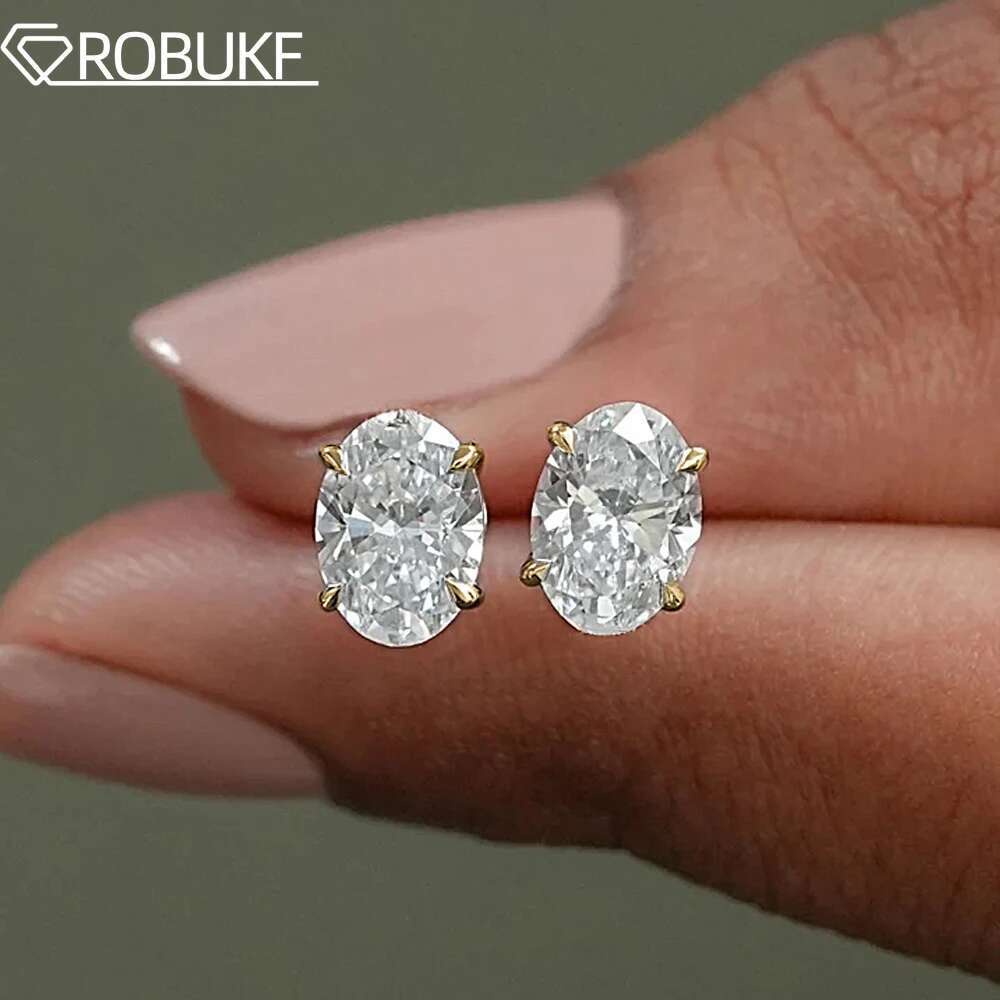 1-4ct Oval Cut Moissanite Stud Earring for Women Men D Color Sparkg Dia Sterg Sier Ear Studs Party Jewelry Gifts