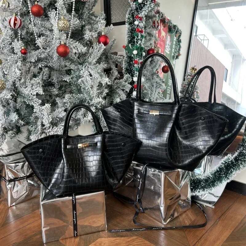 Meet You Design Crocodile Pattern Large Capacity Top-Handle Tote Bag For Women High Quality PU Leather Commuter Handbag