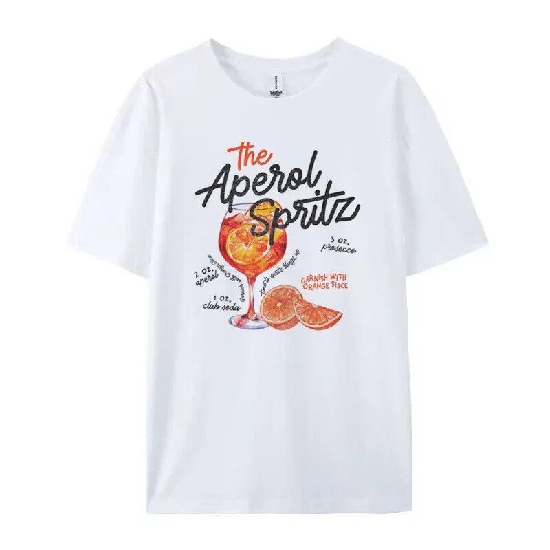 Aperol Spritz Retro Cocktail Graphic Tees Women Cute Alcohol Drink T Shirt Loose Cotton Printed T-Shirts Unisex Vintage Top Gift 250226