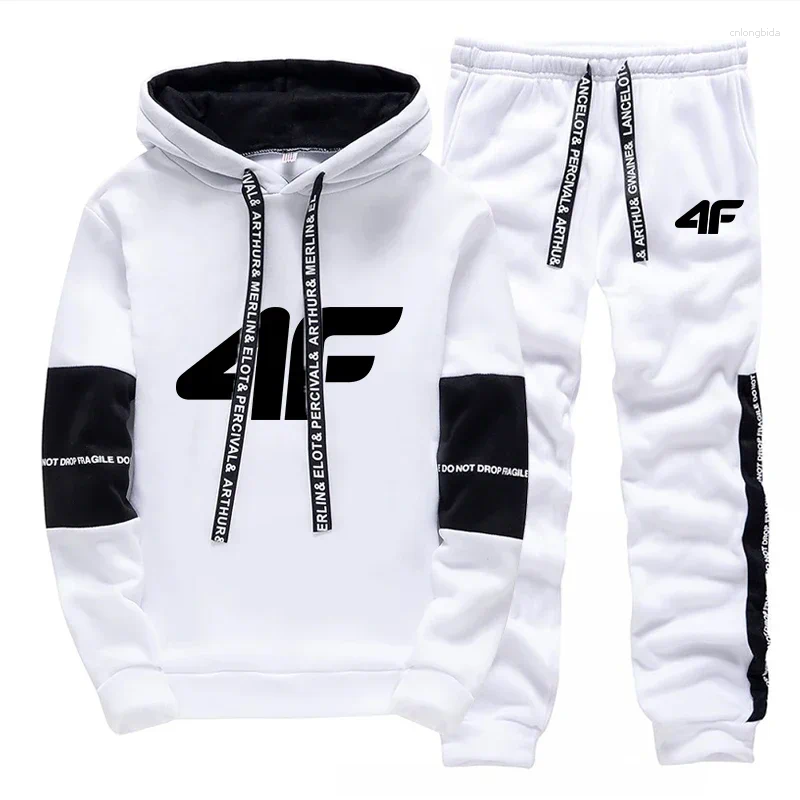 Mens Tracksuits Sports Tracksuit: Hooded Long Sleeve Casual Sweatshirt & Comfort Jogging Sweatpants Set