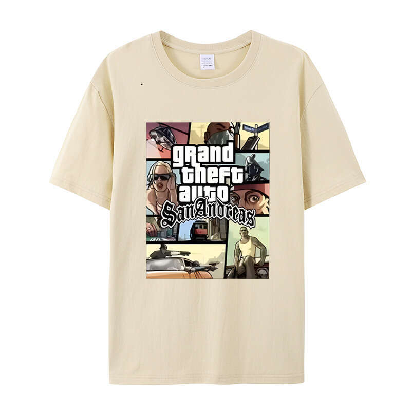 R-Star GTA5 Grand Theft Auto game peripheral short sleeved T-shirt loose plus size trendy men's clothing