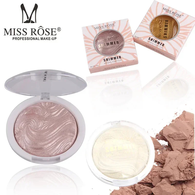 Miss Rose Makeup Baked Marble Pearl White Silver Gold High Glighter Highlighting Brightening Powder Highlighters Gloss MakeUp 250219